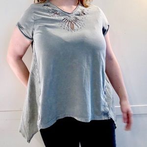 Democracy T-shirt green stone color